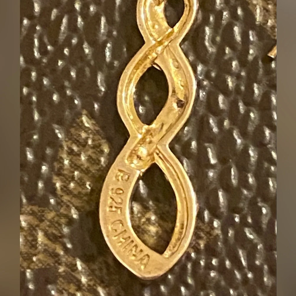 Gold Twisted Infinity Drop Earrings with Crystals Stamped 925